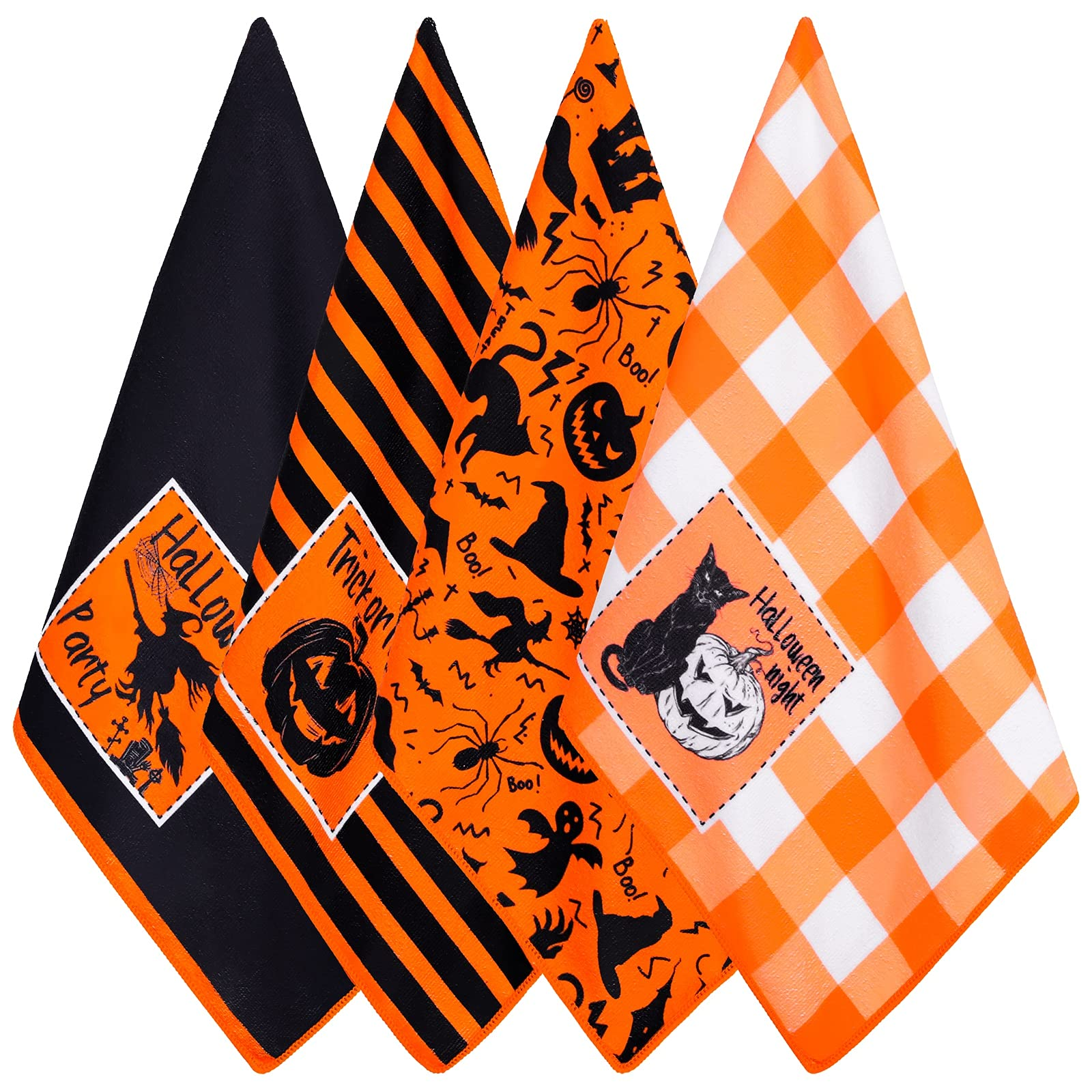 Decorative Towel Trick or Treat Halloween Set/2 Jacquard Kitchen 108128-108129, Men's, Size: 28 in H x 20 in W x .25 in D, Orange